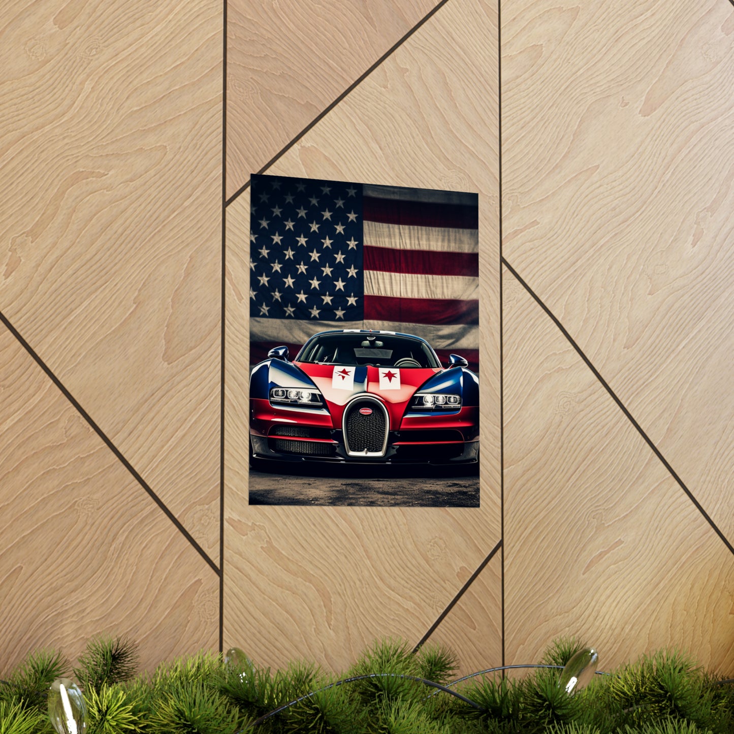 Premium Matte Vertical Posters Bugatti American Flag 3