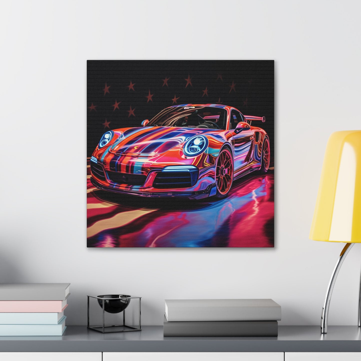 Canvas Gallery Wraps Macro American Flag Porsche 4