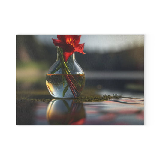 Glass Cutting Board Red Lily in a Glass vase 3