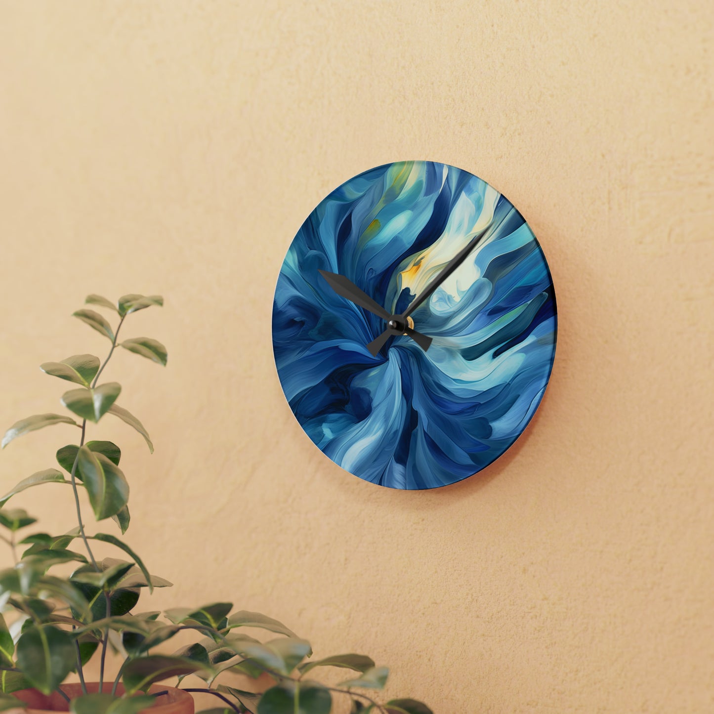 Acrylic Wall Clock Blue Tluip Abstract 4
