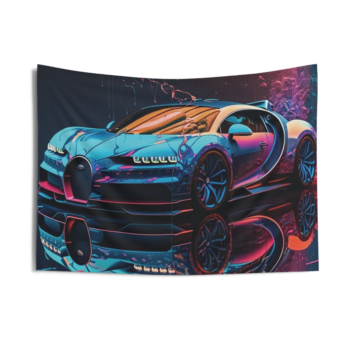 Indoor Wall Tapestries Bugatti Neon Chiron 4