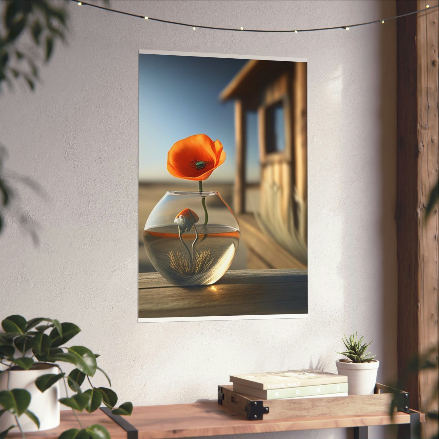 Premium Matte Vertical Posters Orange Poppy in a Vase 1