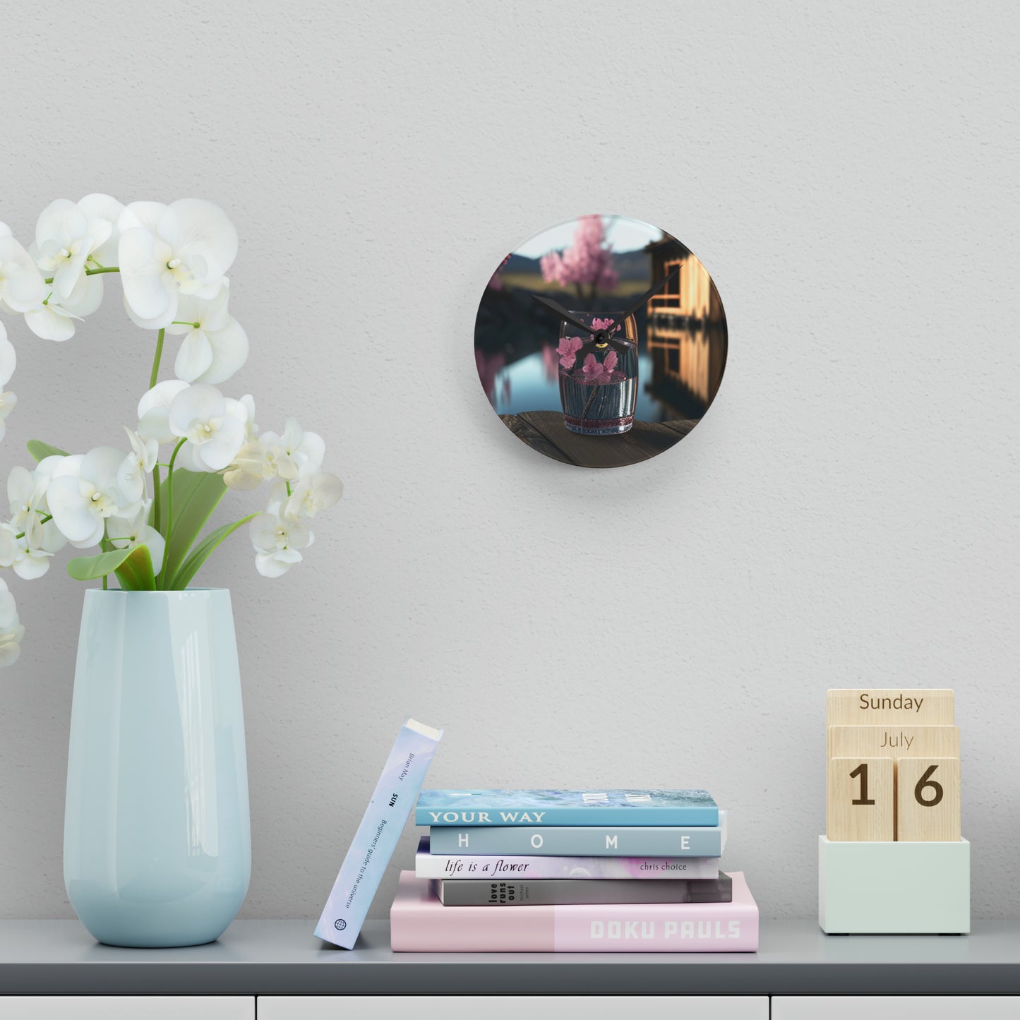 Acrylic Wall Clock Cherry Blossom 1