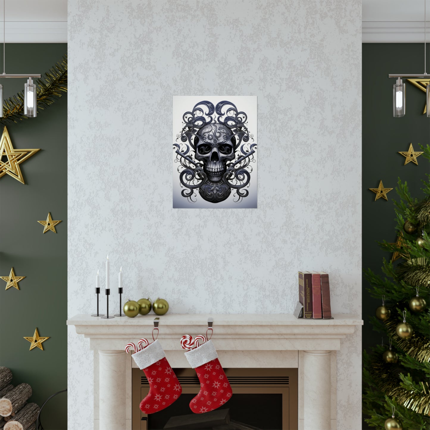 Premium Matte Vertical Posters Skull Treble Clef 1