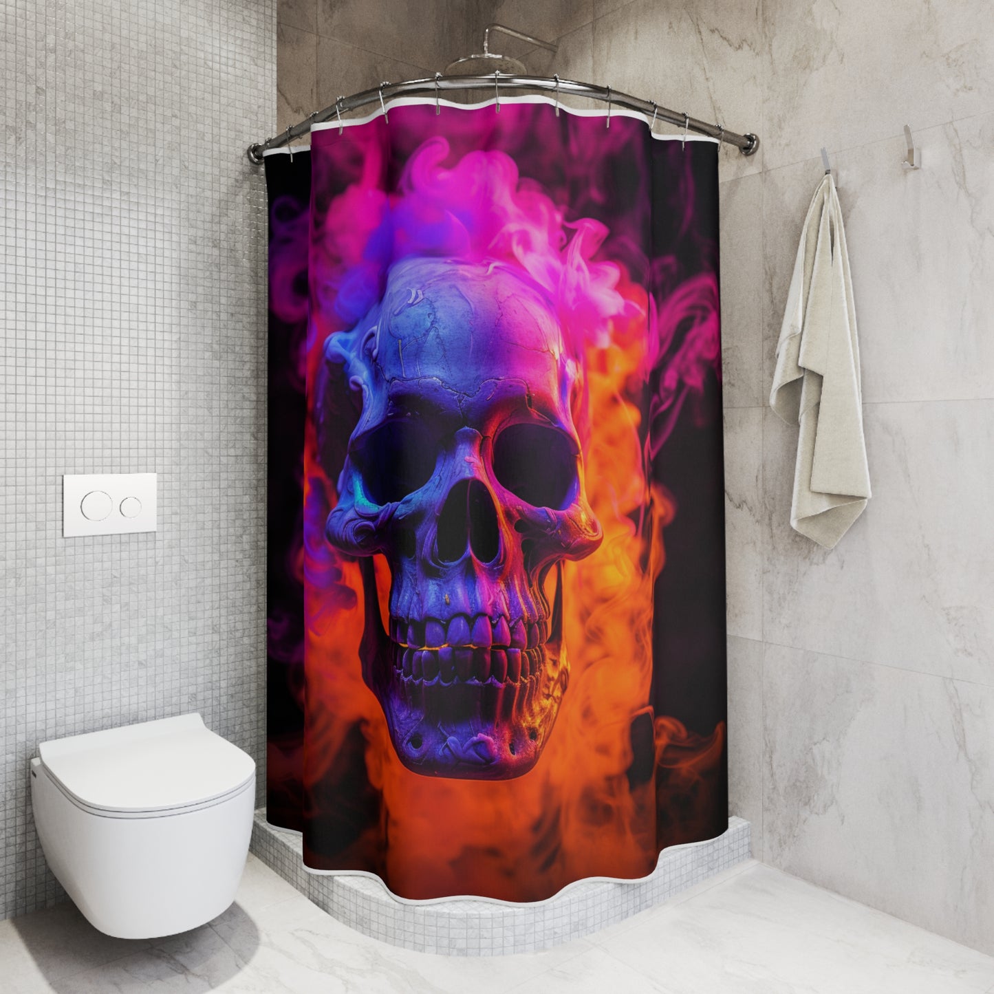 Polyester Shower Curtain Macro Skull 4