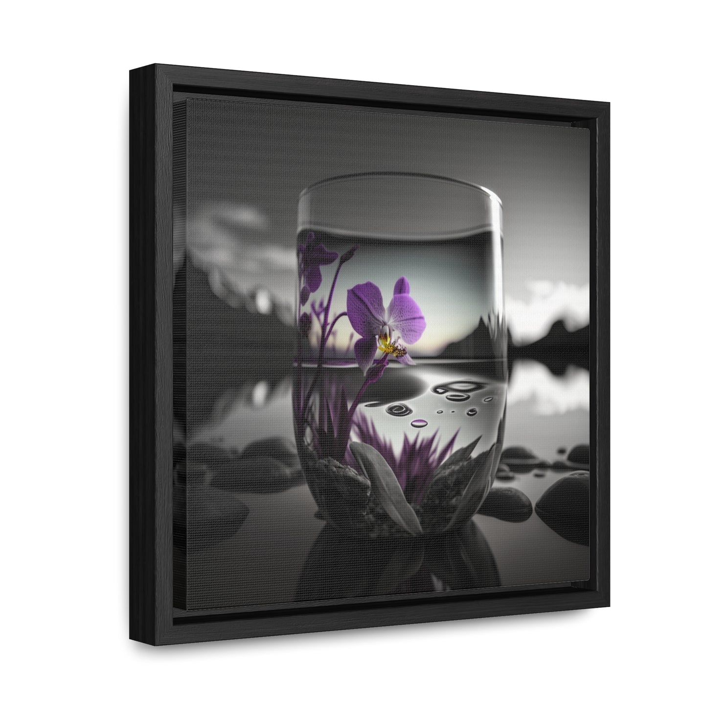 Gallery Canvas Wraps, Square Frame Purple Orchid Glass vase 2