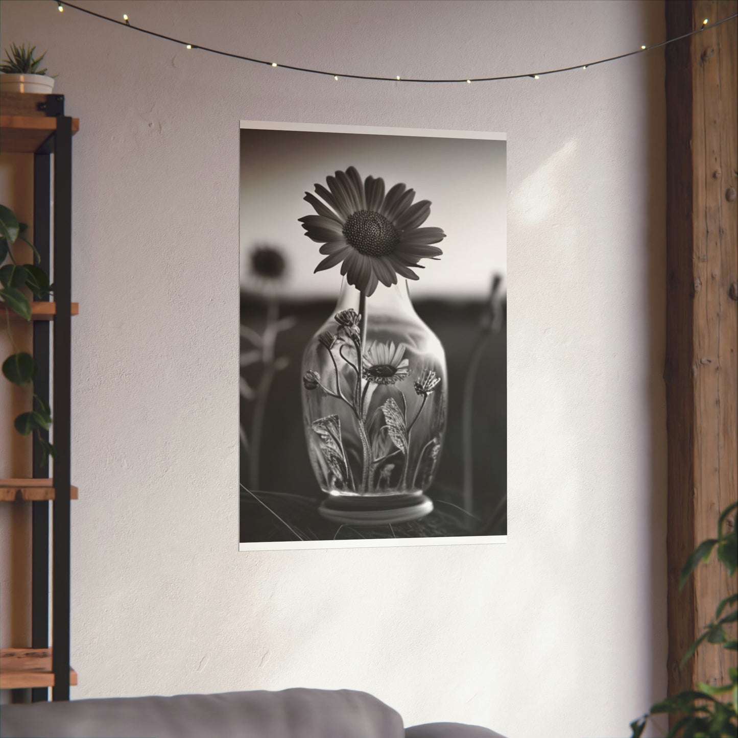 Premium Matte Vertical Posters Yellw Sunflower in a vase 2