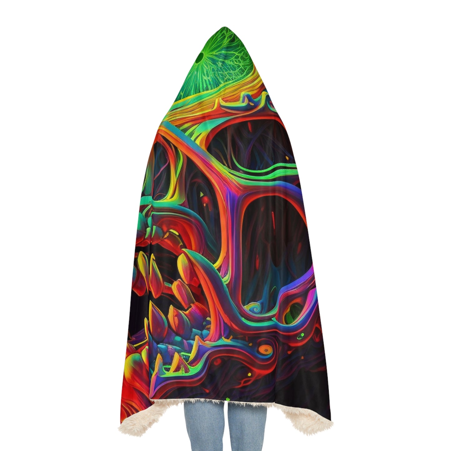 Snuggle Hooded Blanket Florescent Skull Death 1