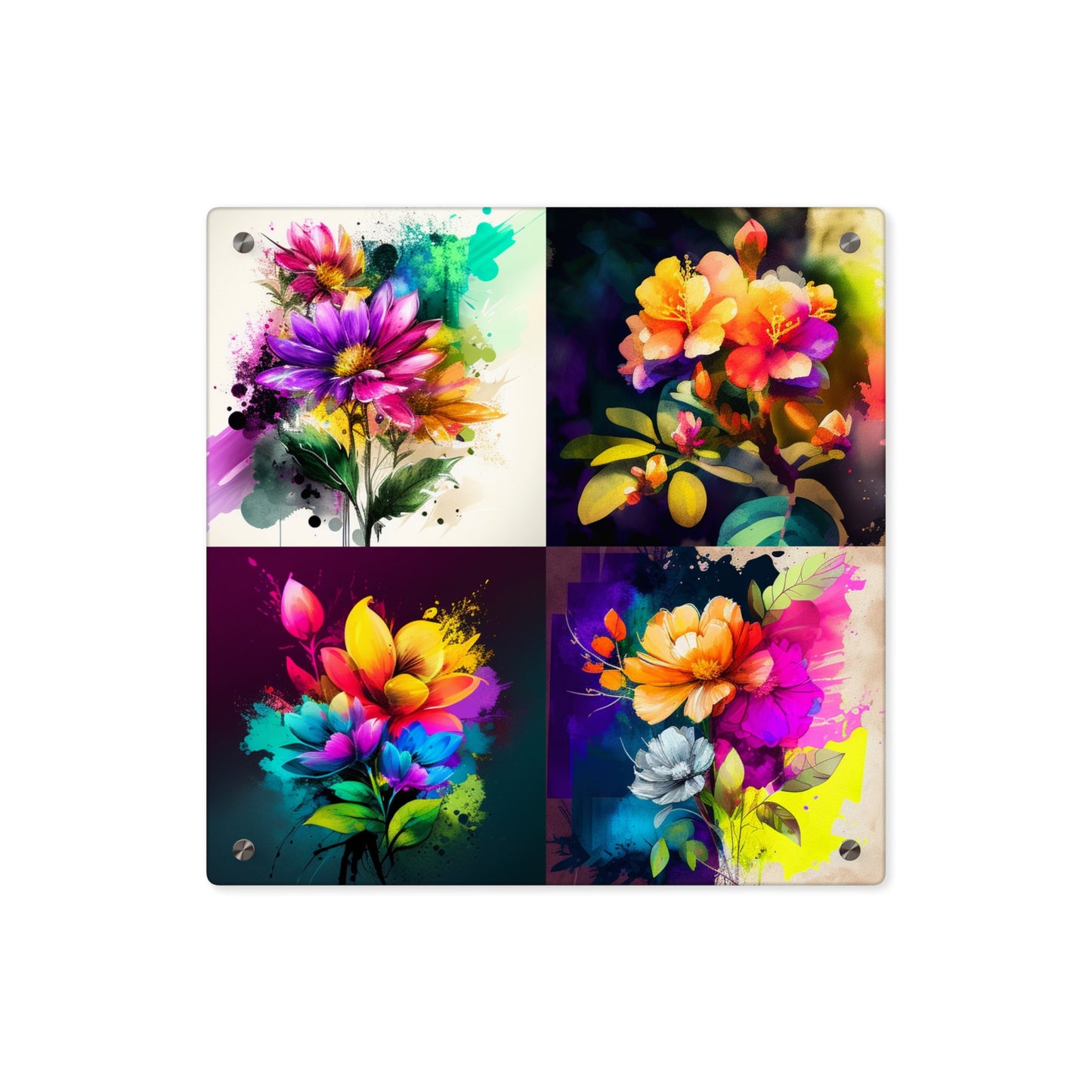 Acrylic Wall Art Panels Bright Spring Flowers 5