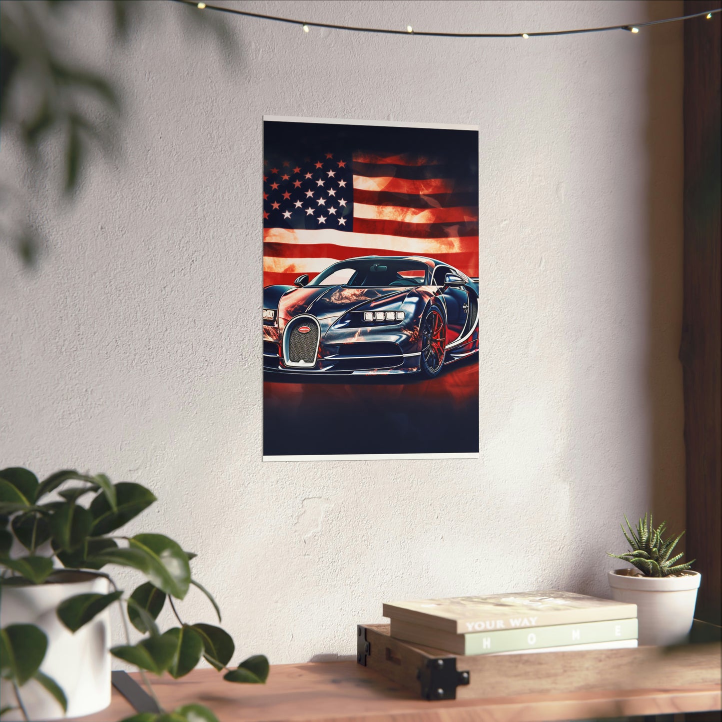 Premium Matte Vertical Posters Abstract American Flag Background Bugatti 4