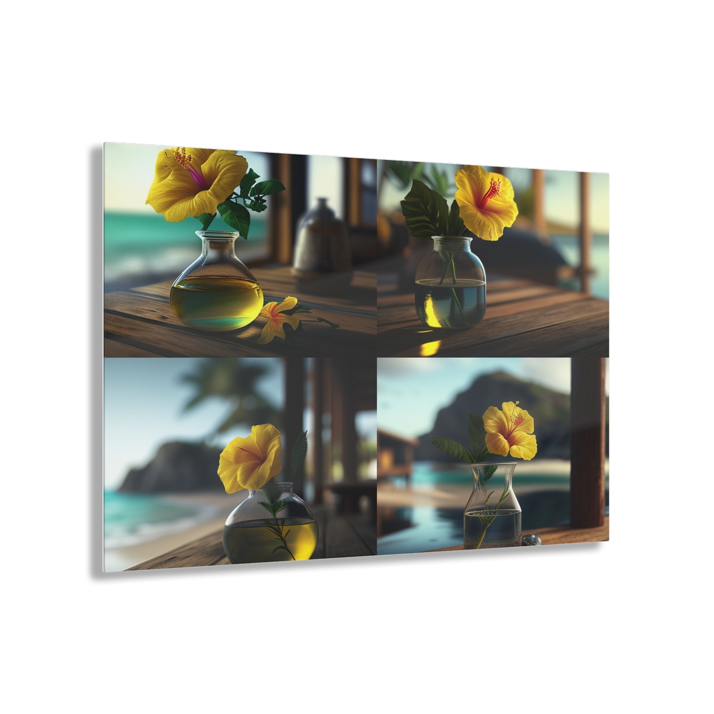 Acrylic Prints Yellow Hibiscus Wood 5