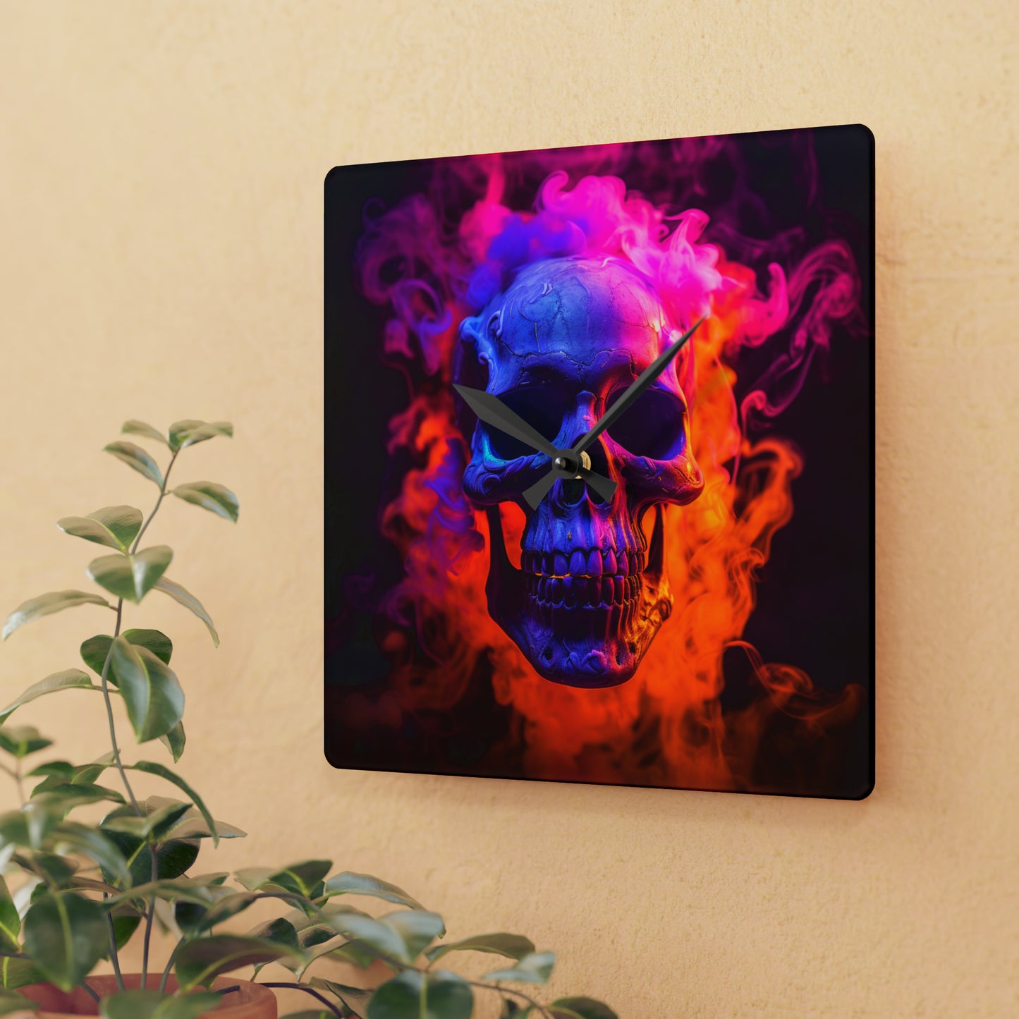 Acrylic Wall Clock Macro Skull 4