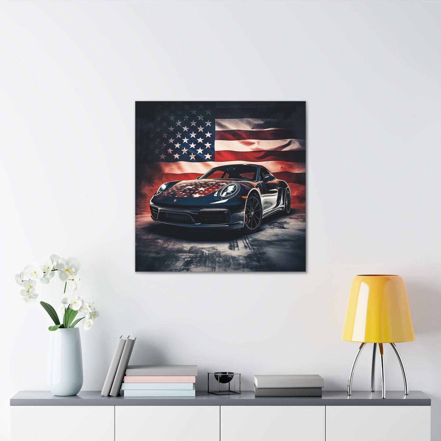 Canvas Gallery Wraps Abstract American Flag Background Porsche 2