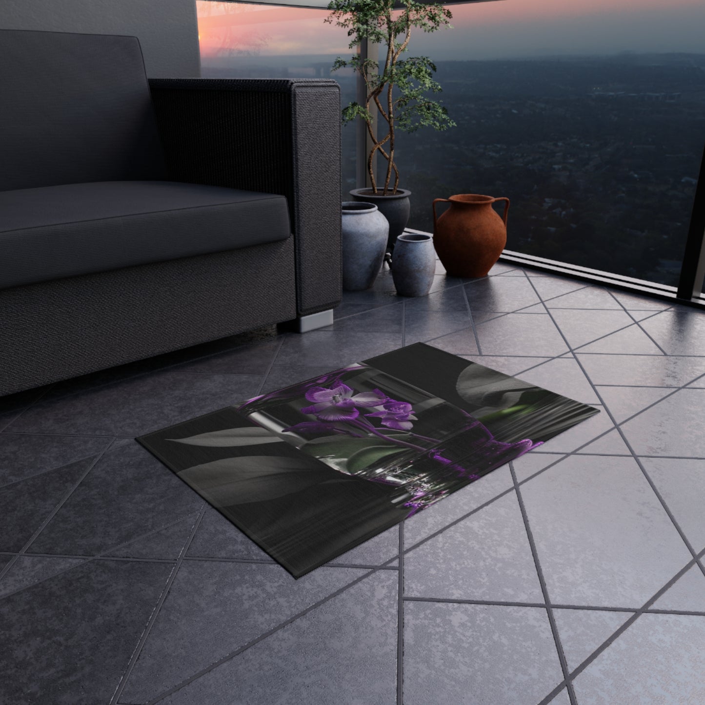 Outdoor Rug  Purple Orchid Glass vase 1