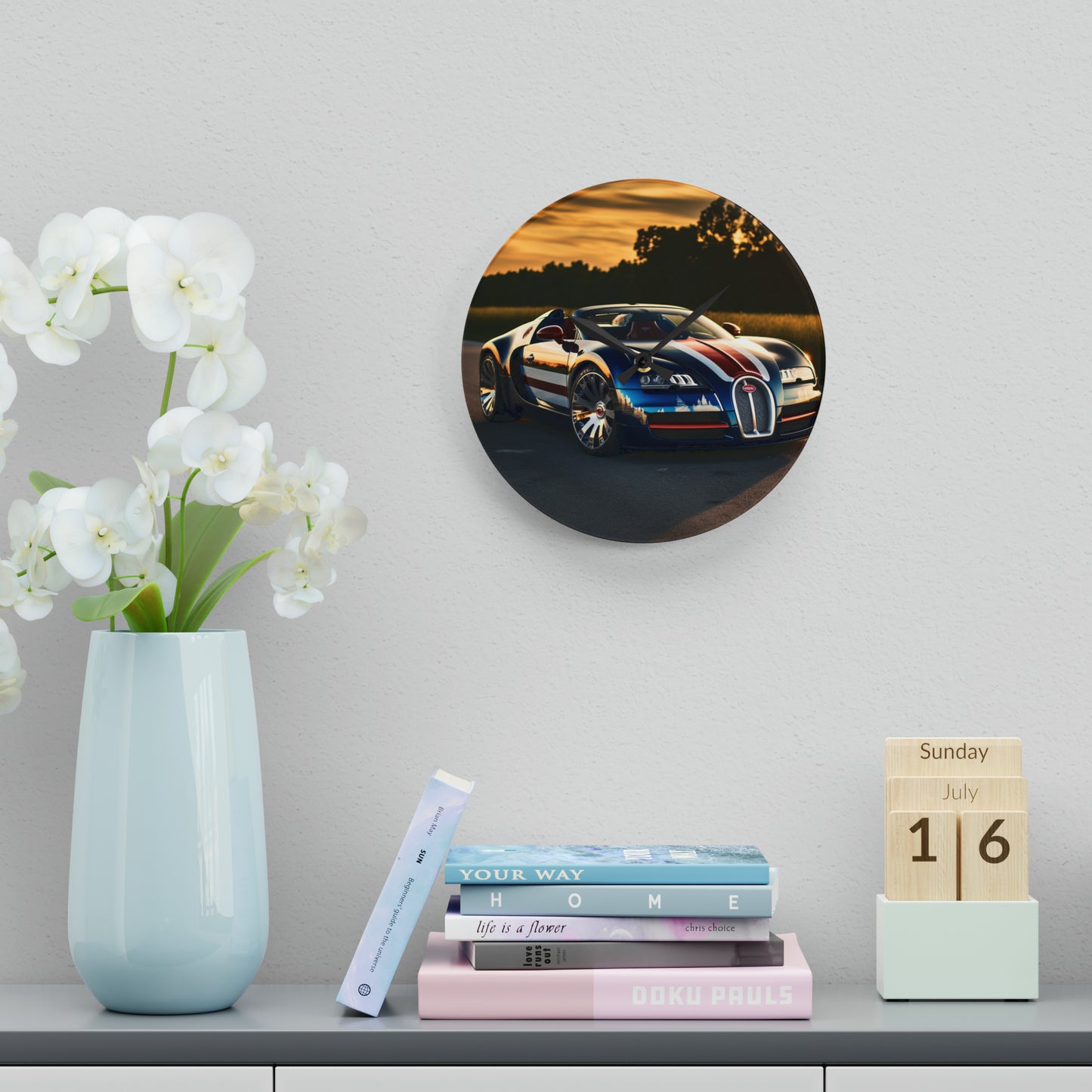 Acrylic Wall Clock Bugatti Flag American 3