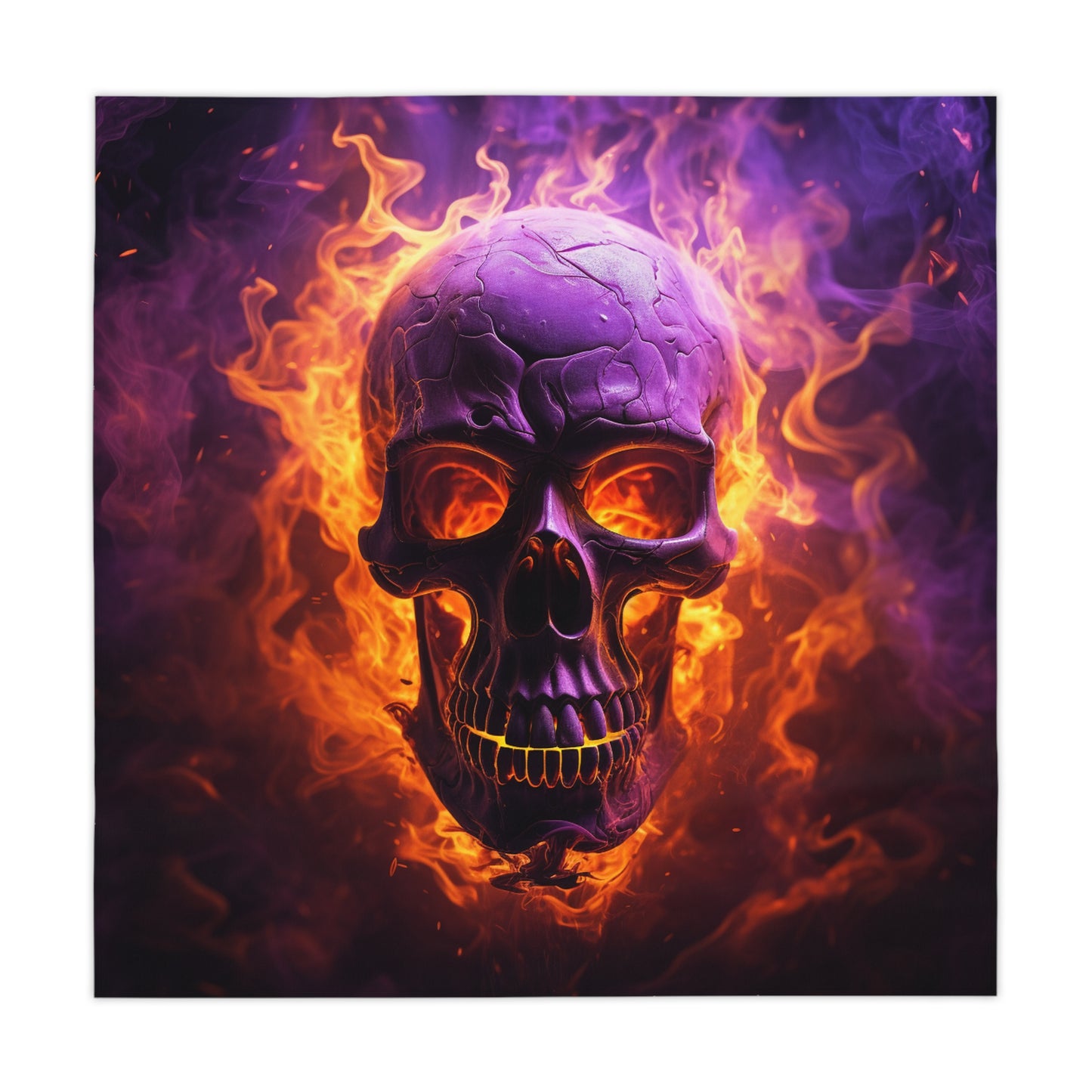 Tablecloth Skull Flames 3