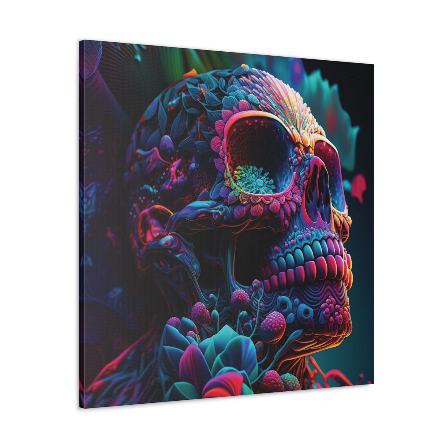 Canvas Gallery Wraps Florescent Skull Death 3