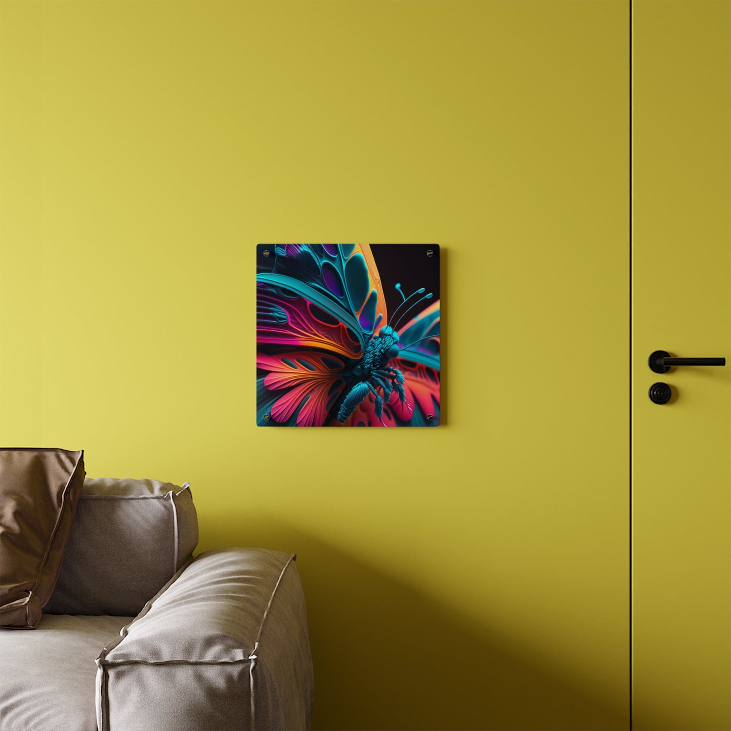 Acrylic Wall Art Panels Neon Butterfly Macro 4