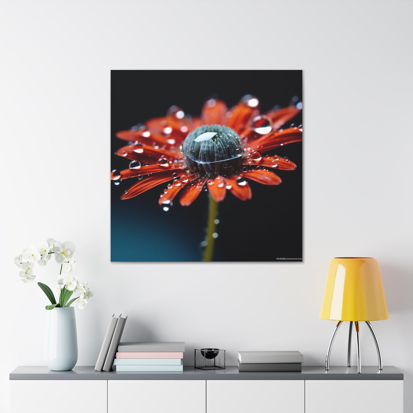 Canvas Gallery Wraps Water drop Macro Flower 1