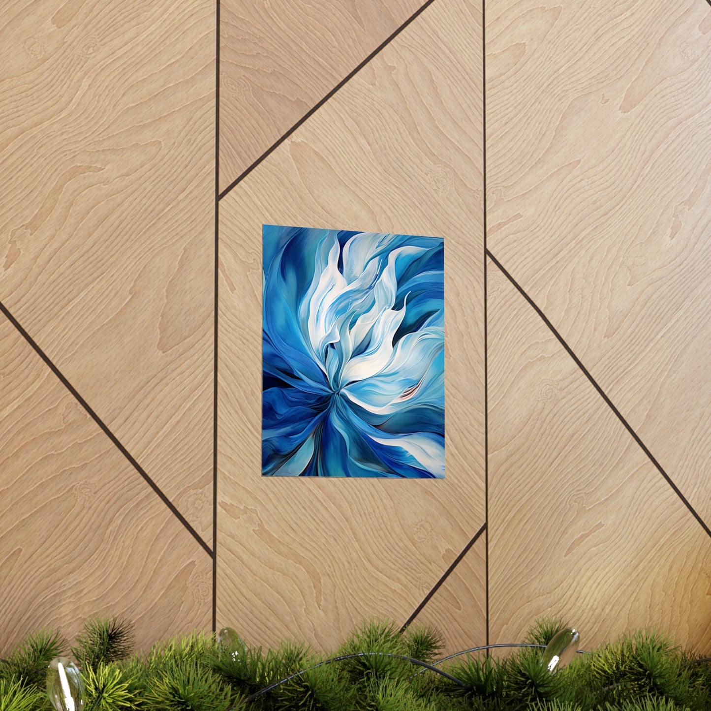 Premium Matte Vertical Posters Blue Tluip Abstract 1