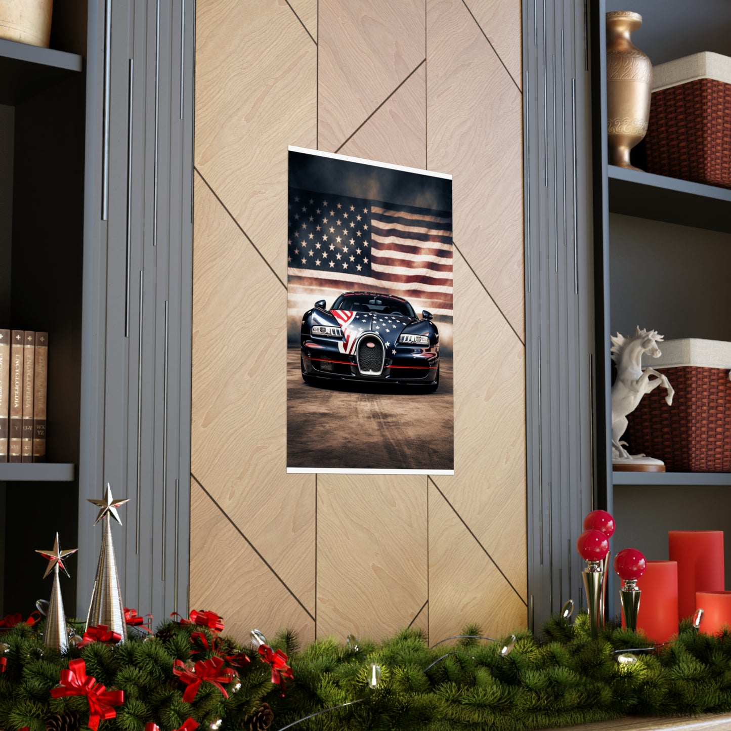 Premium Matte Vertical Posters Bugatti American Flag 2