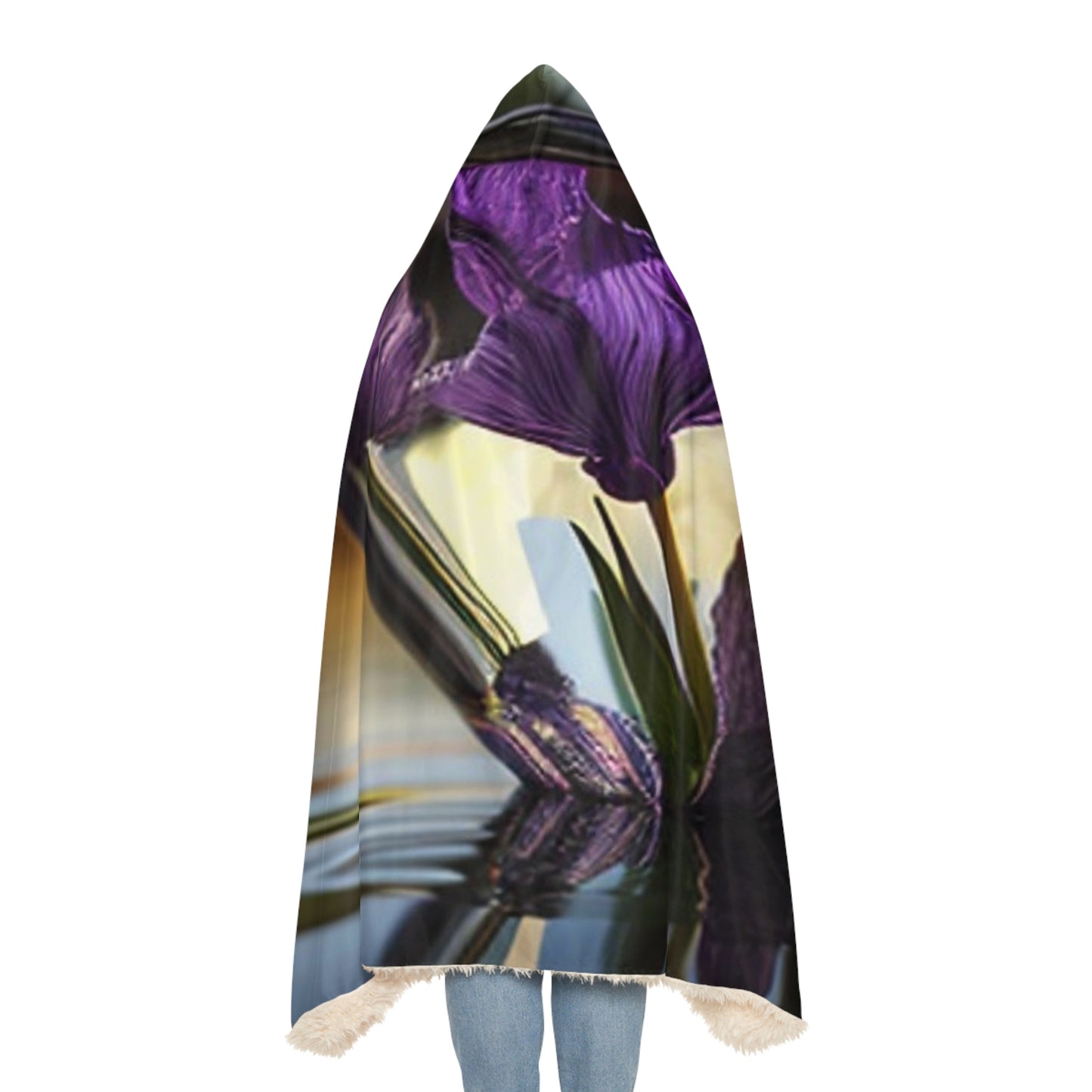 Snuggle Hooded Blanket Purple Iris in a vase 3
