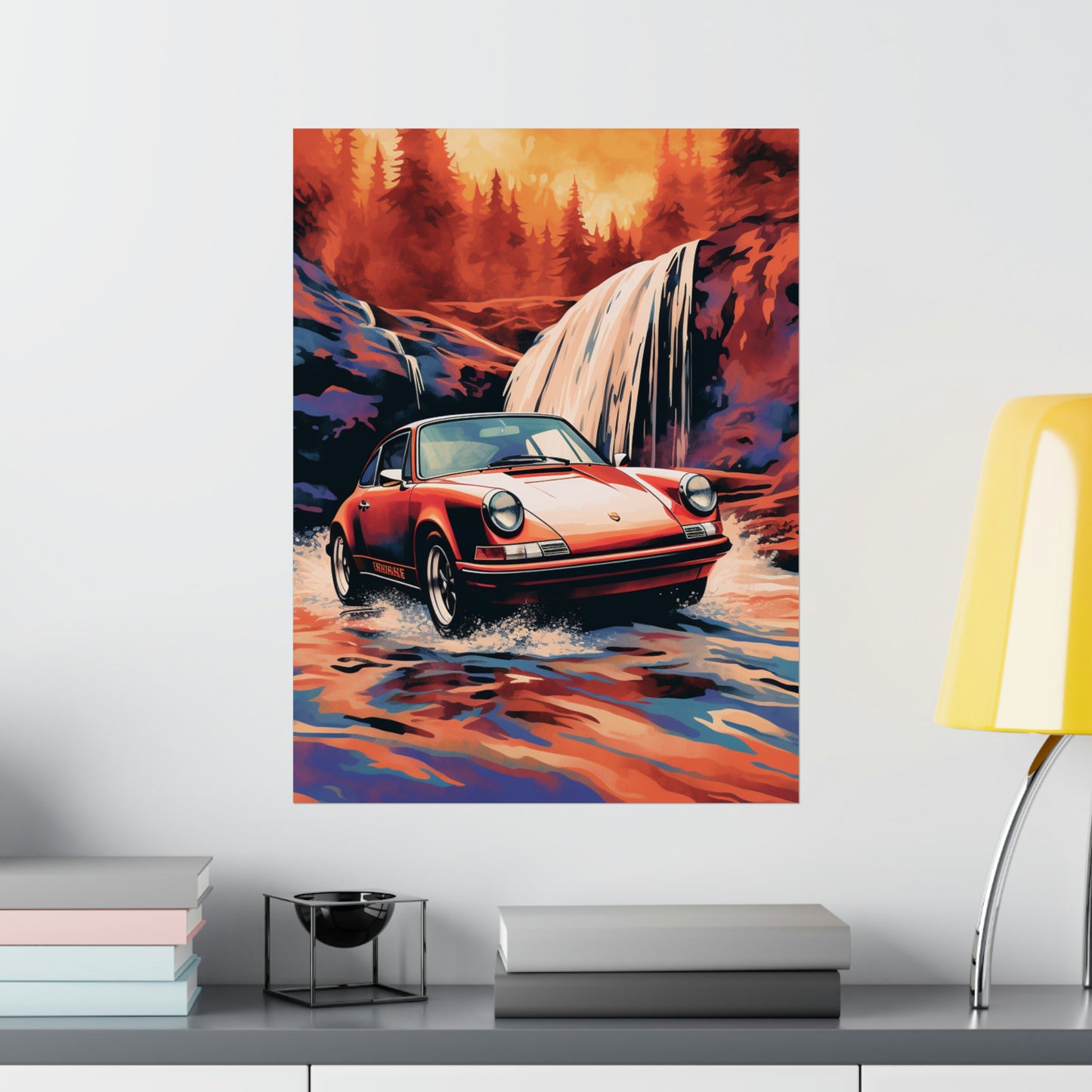 Premium Matte Vertical Posters American Flag Porsche Abstract 4