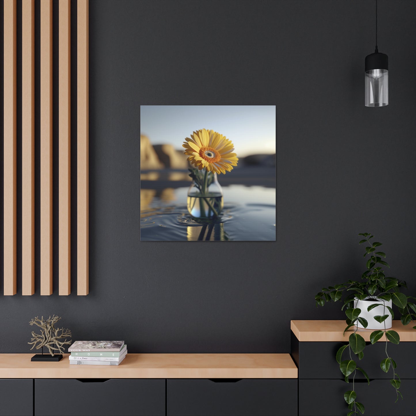 Canvas Gallery Wraps yello Gerbera glass 4