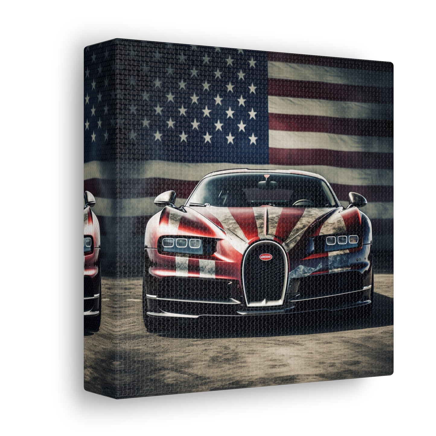 Canvas Gallery Wraps American Flag Background Bugatti 3