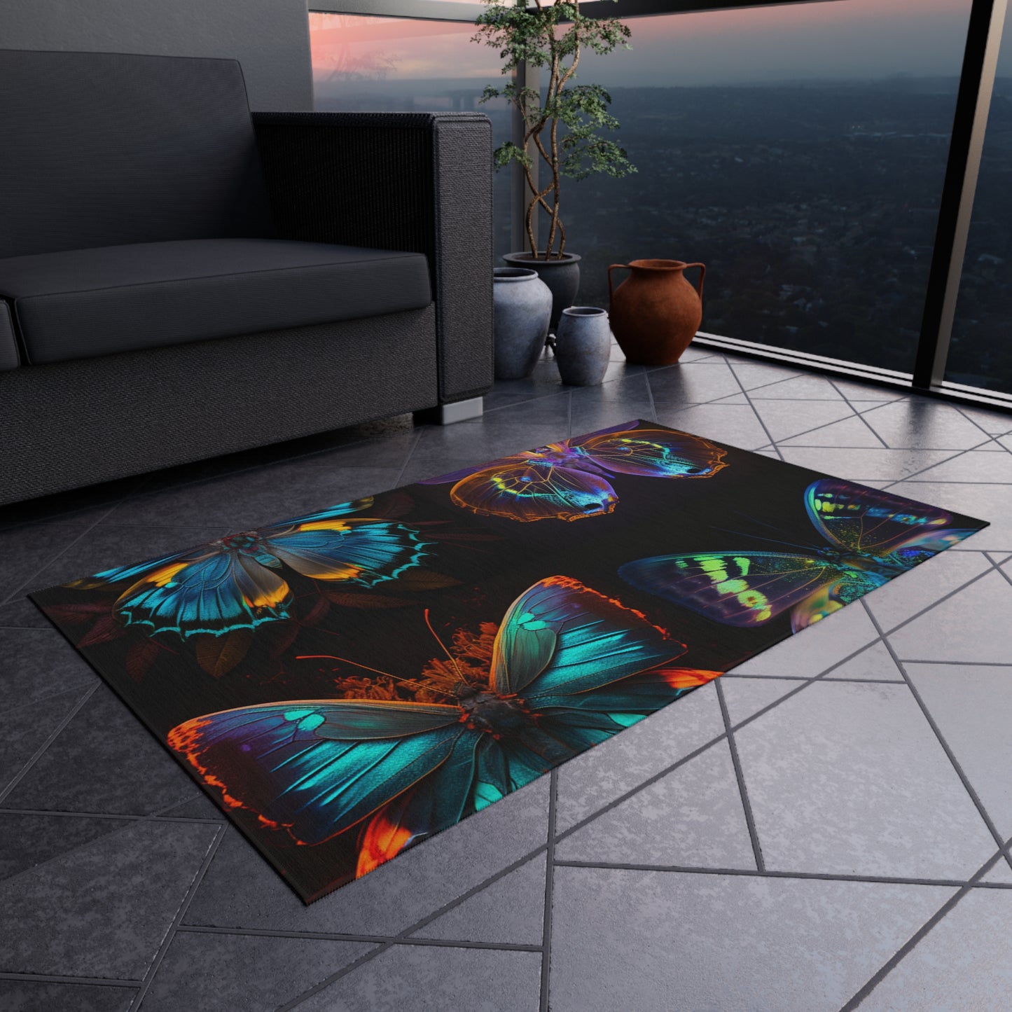 Outdoor Rug  Neon Butterfly Flair 5