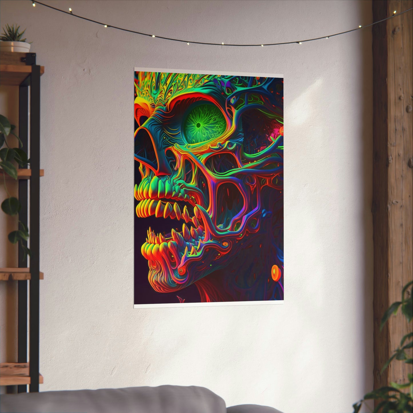 Premium Matte Vertical Posters Florescent Skull Death 1