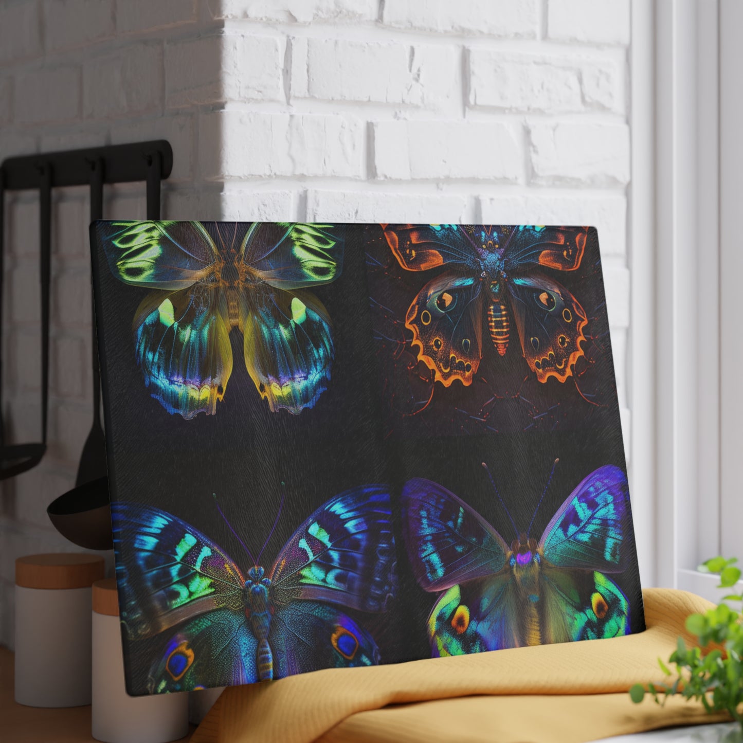 Glass Cutting Board Neon Hue Butterfly 5