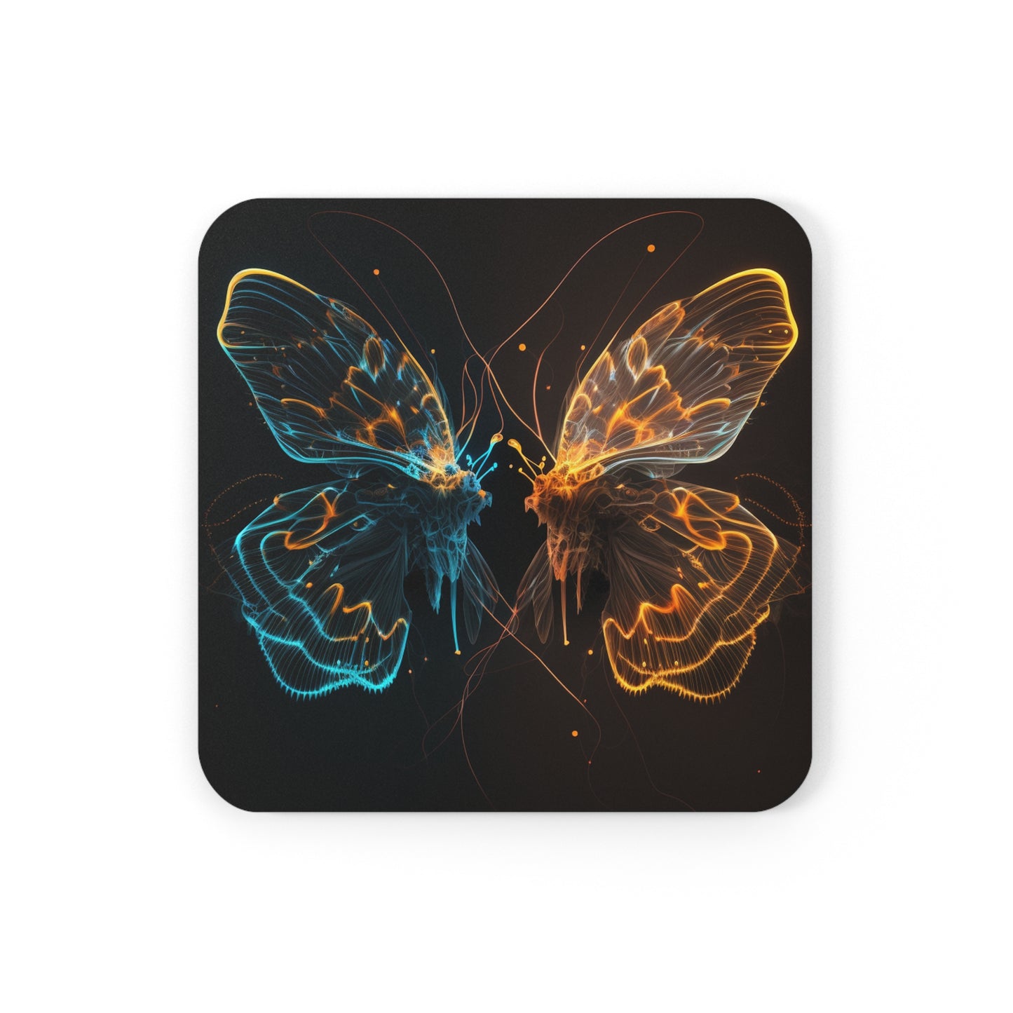 Corkwood Coaster Set Neon Glo Butterfly 1