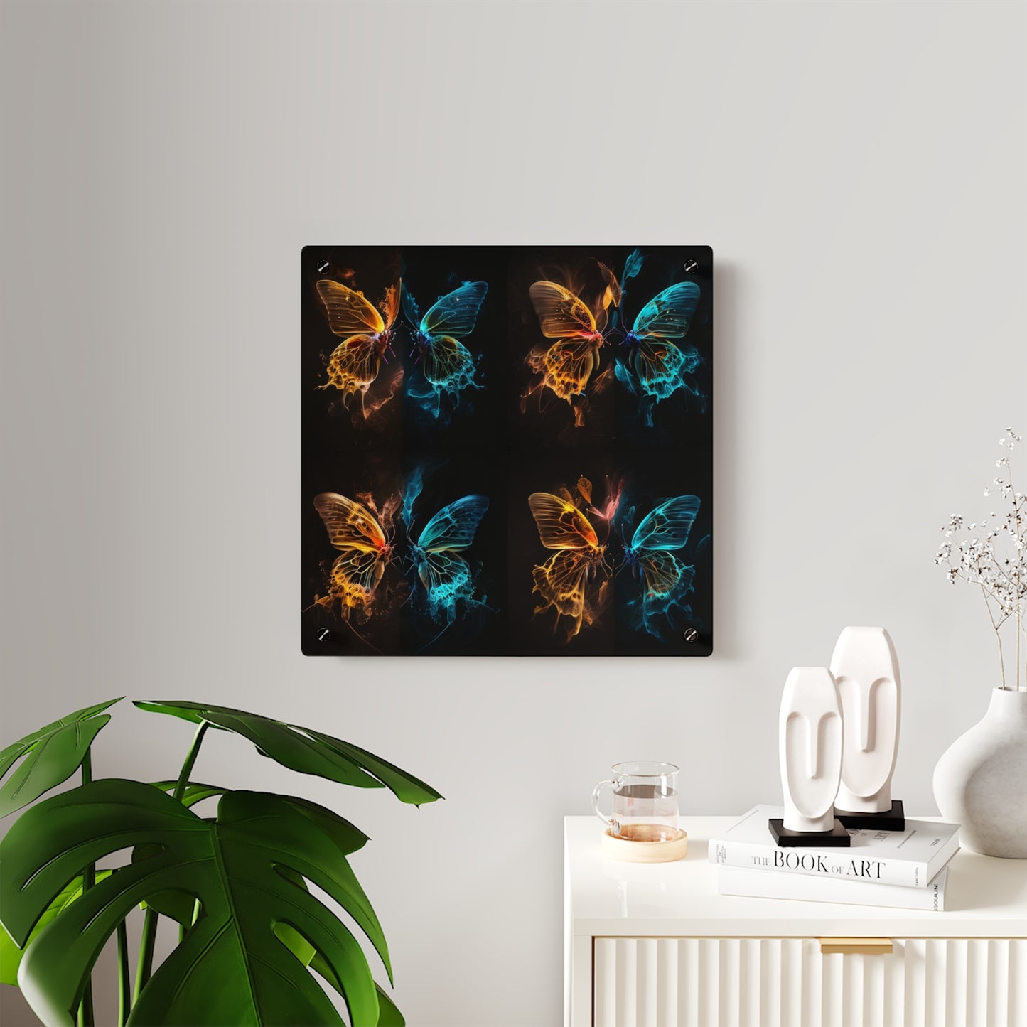 Acrylic Wall Art Panels Kiss Neon Butterfly 5