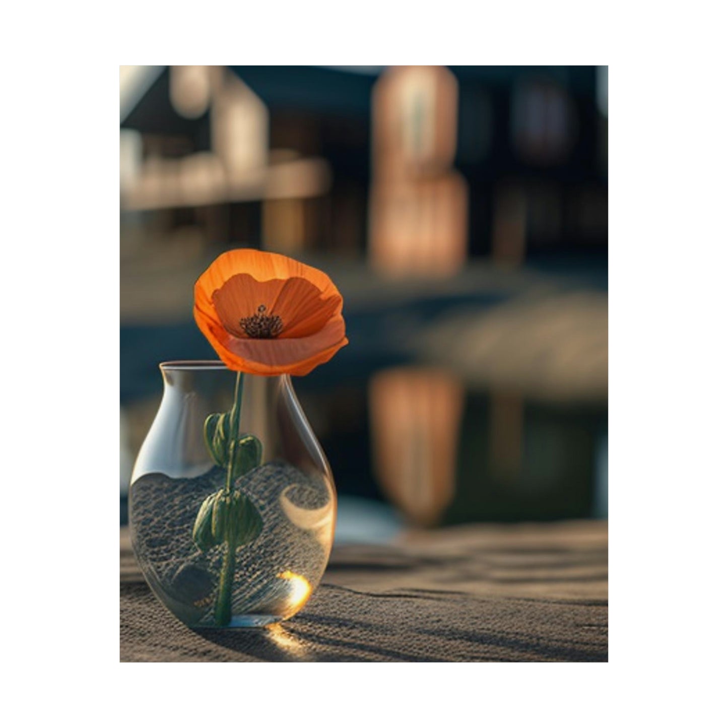 Premium Matte Vertical Posters Orange Poppy in a Vase 4