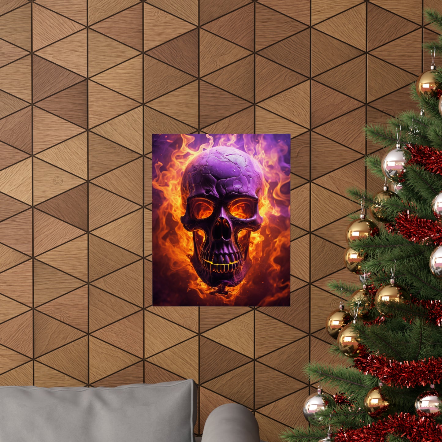 Premium Matte Vertical Posters Skull Flames 3