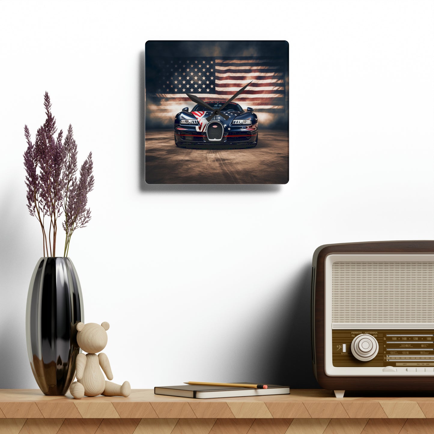 Acrylic Wall Clock Bugatti American Flag 2