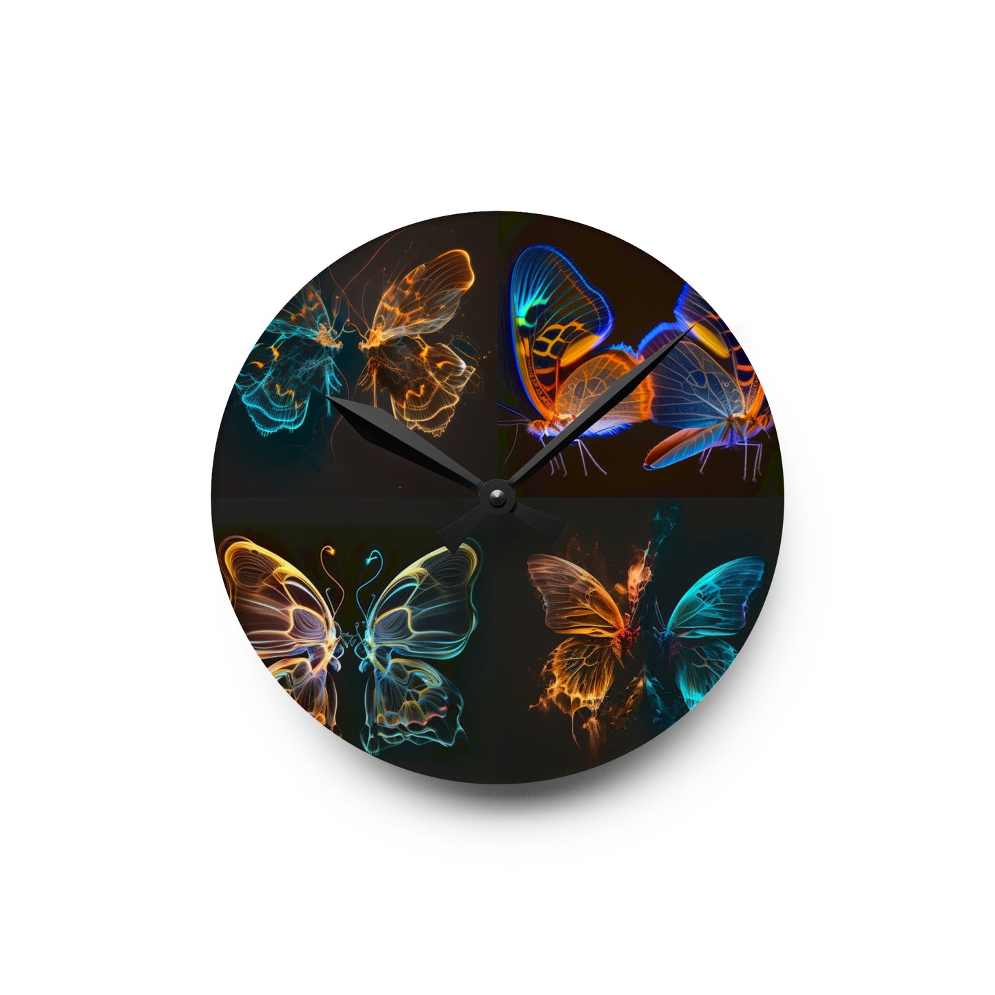 Acrylic Wall Clock Neon Glo Butterfly 5