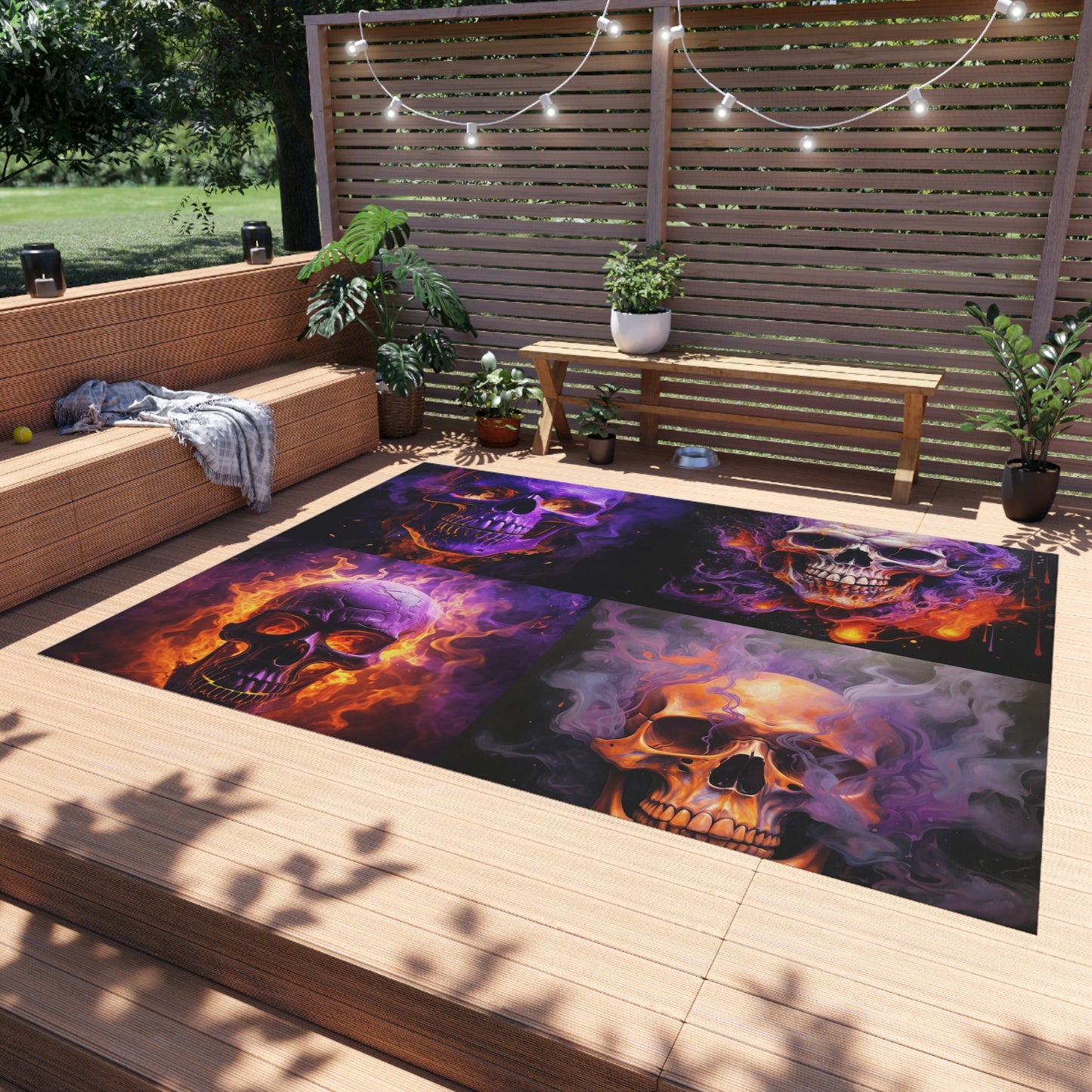 Outdoor Rug  Skull Flames 5