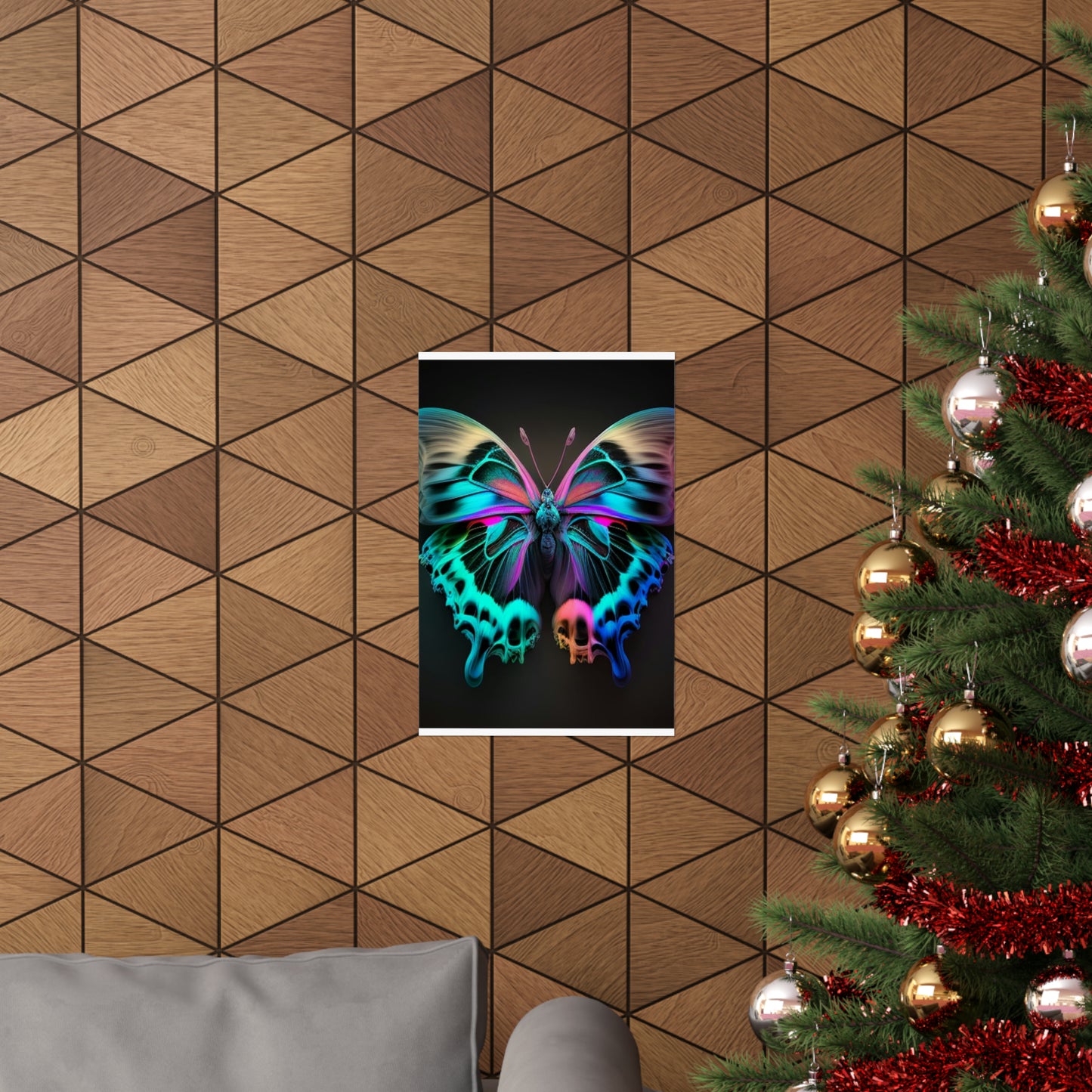 Premium Matte Vertical Posters Neon Butterfly Fusion 2