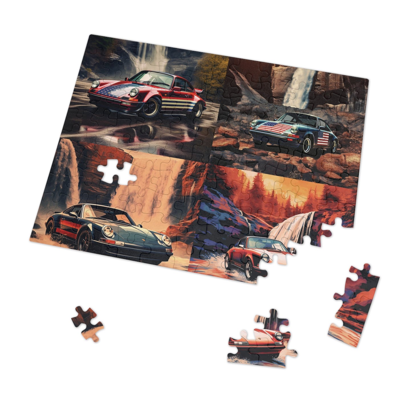 Jigsaw Puzzle (30, 110, 252, 500,1000-Piece) American Flag Porsche Abstract 5