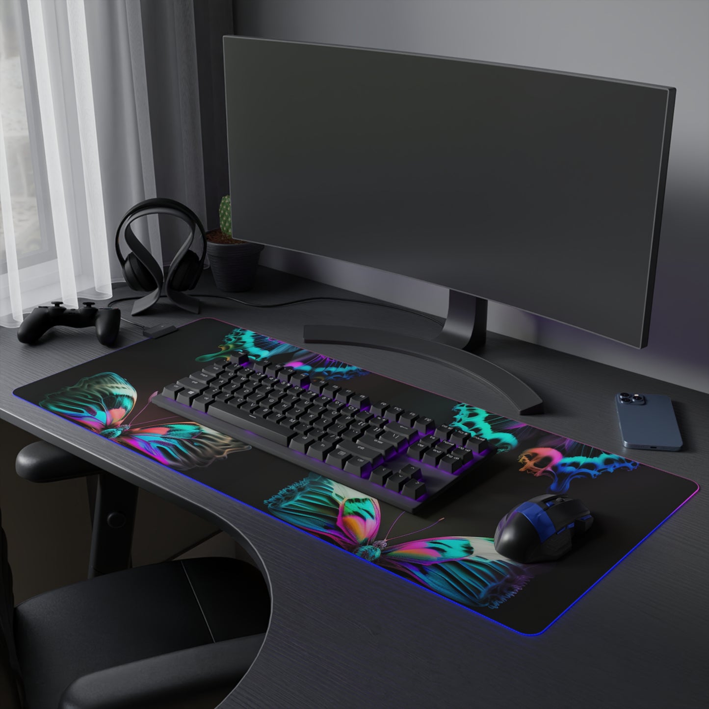 LED Gaming Mouse Pad Neon Butterfly Fusion 5