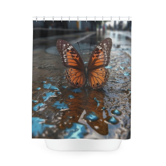 Polyester Shower Curtain Water Butterfly Street 2