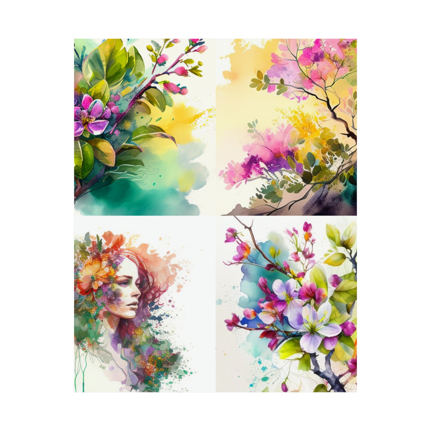 Premium Matte Vertical Posters Mother Nature Bright Spring Colors Realistic Watercolor 5