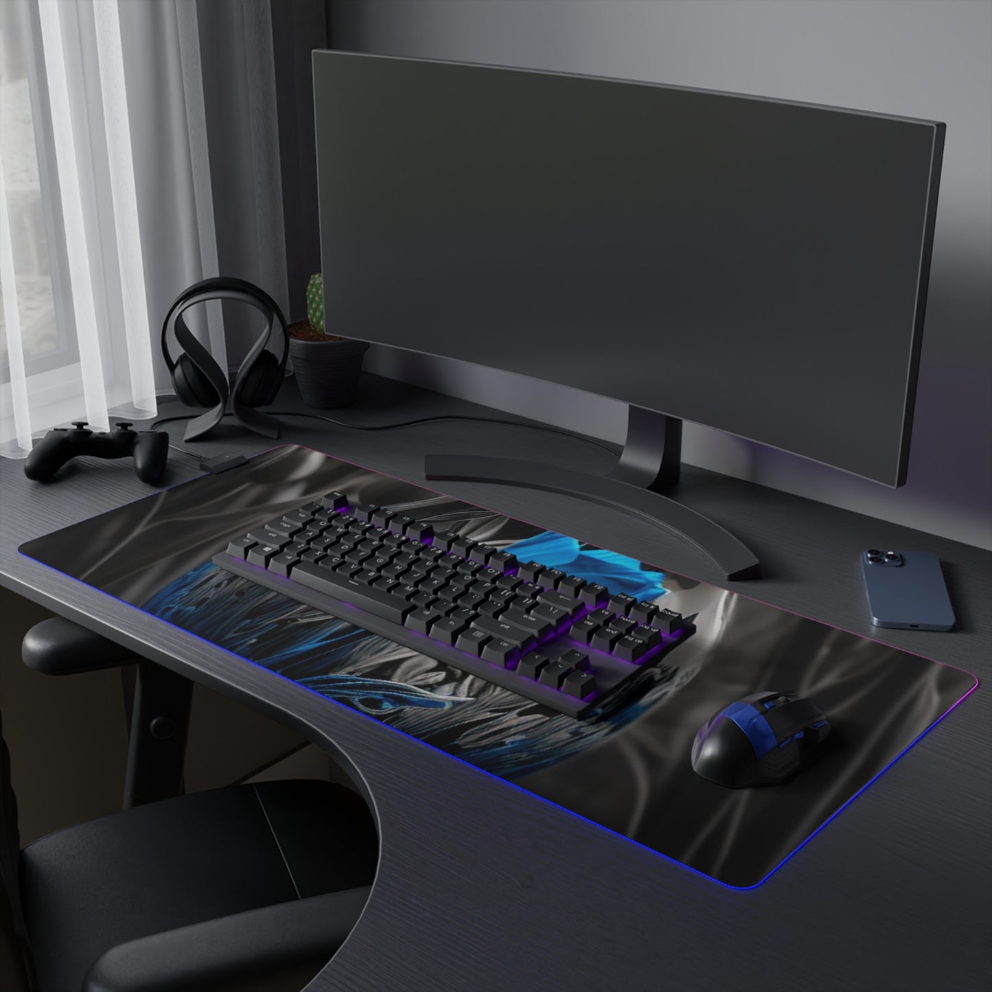 LED Gaming Mouse Pad Tulip Blue 1