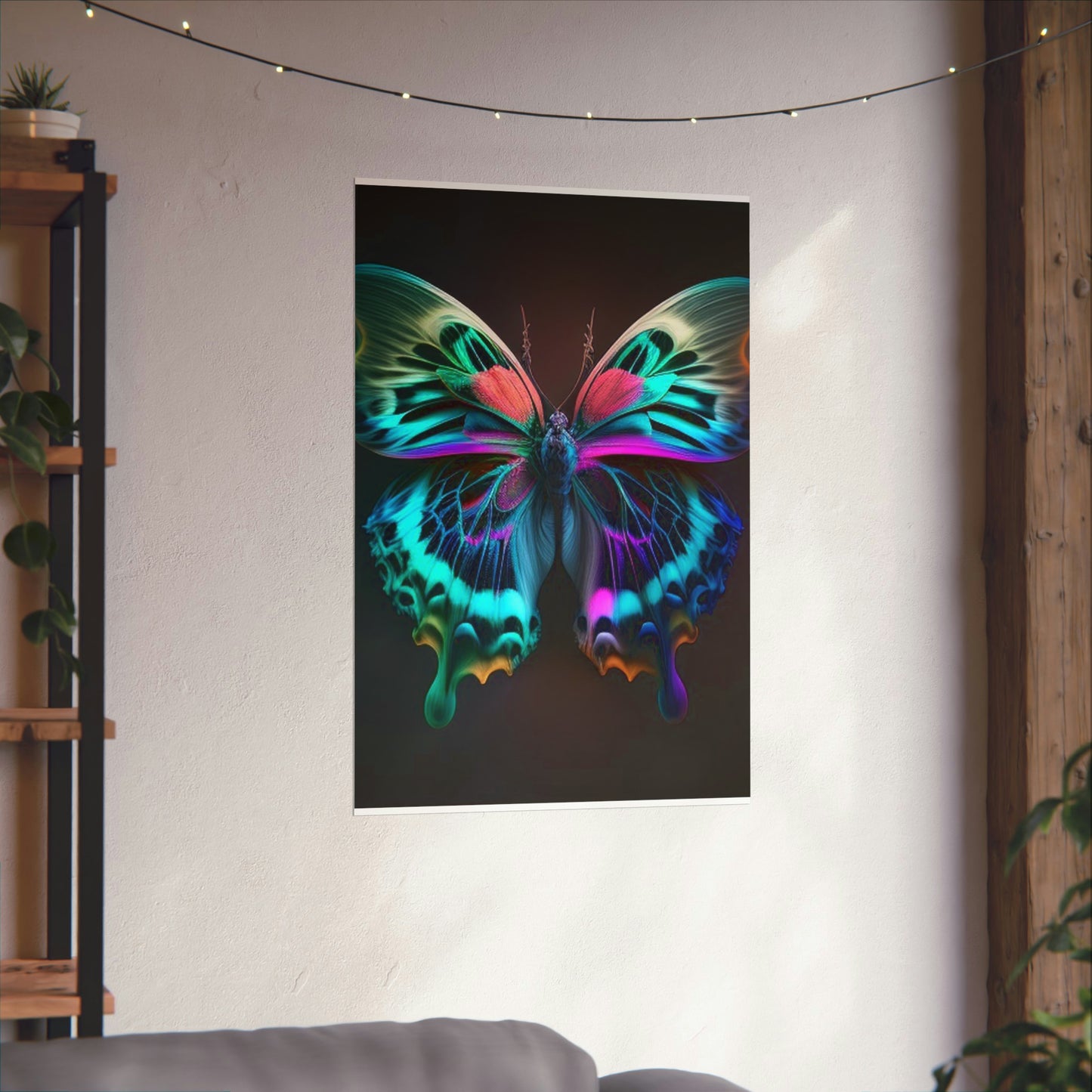 Premium Matte Vertical Posters Neon Butterfly Fusion 1