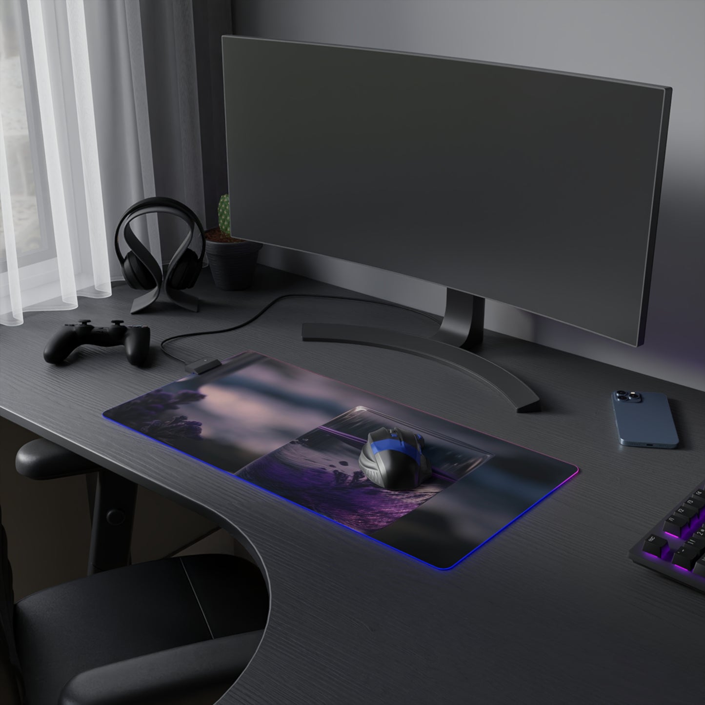 LED Gaming Mouse Pad Lavender in a vase 4