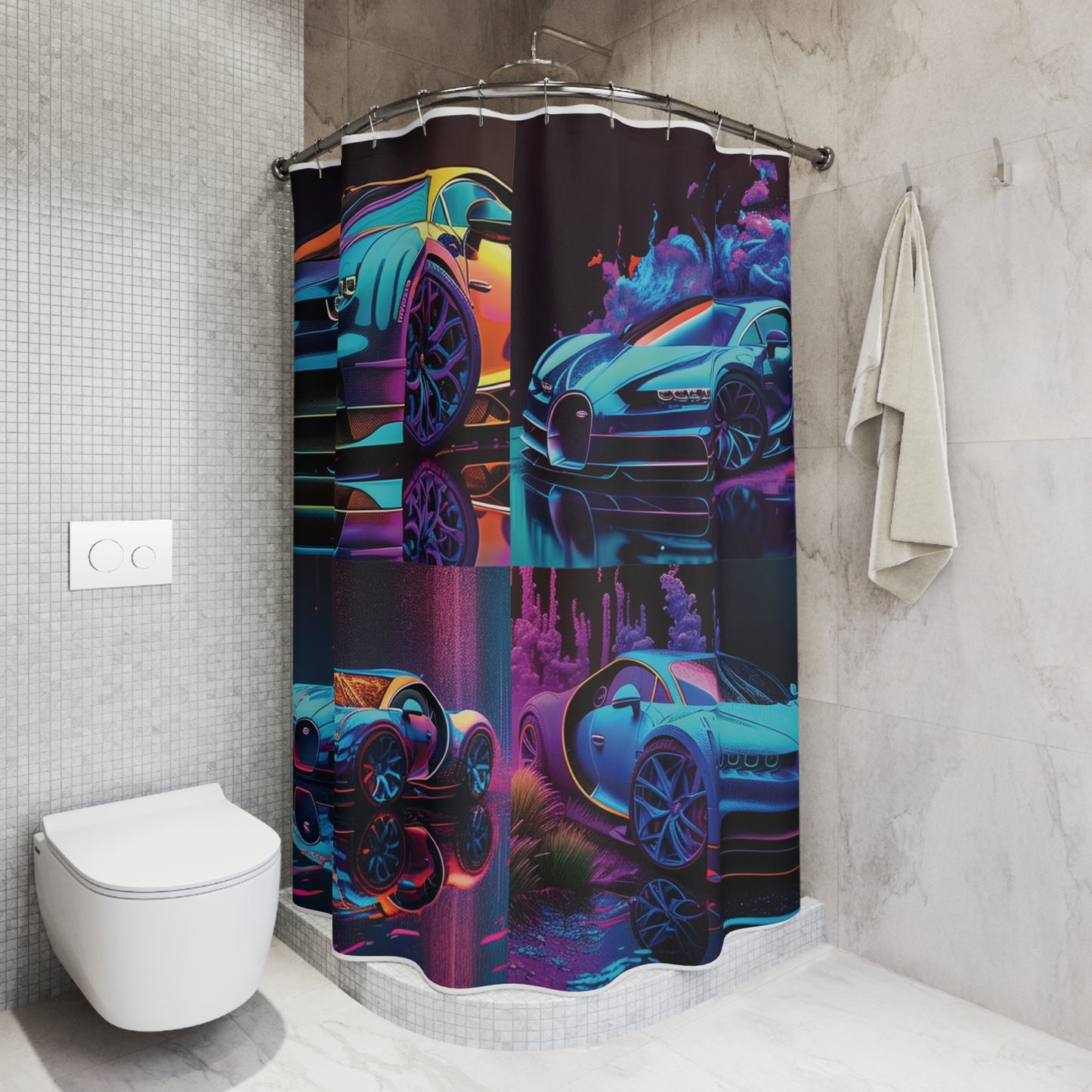 Polyester Shower Curtain Bugatti Neon Chiron 5