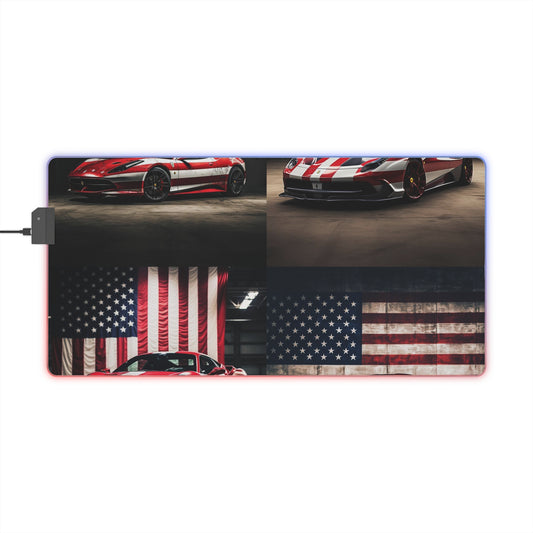 LED Gaming Mouse Pad American Flag Background Ferrari 5