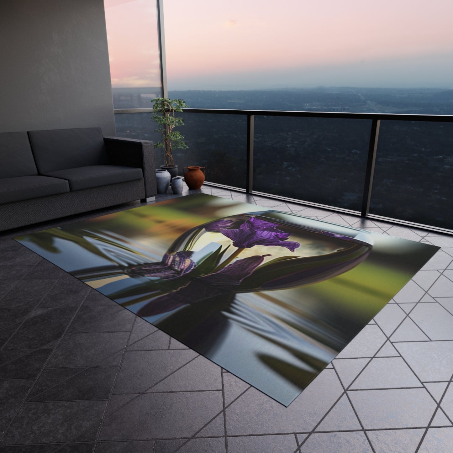 Outdoor Rug  Purple Iris in a vase 3